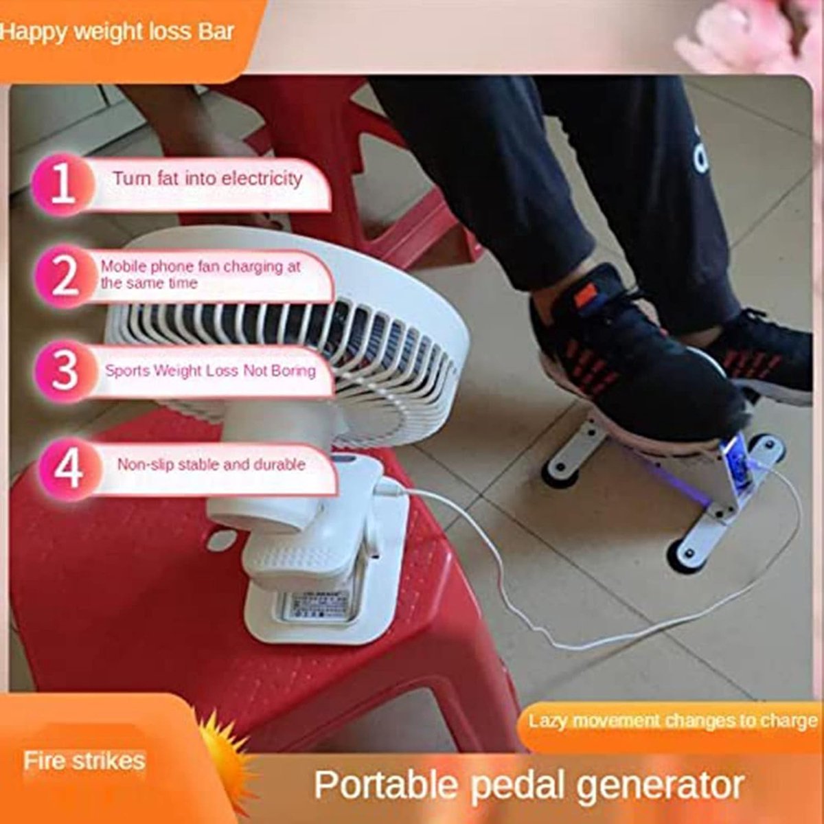 Pedaal Generator - Hometrainer Lader - Energie Opwekken - Dubbele USB Uitgang - 100W - Zwart