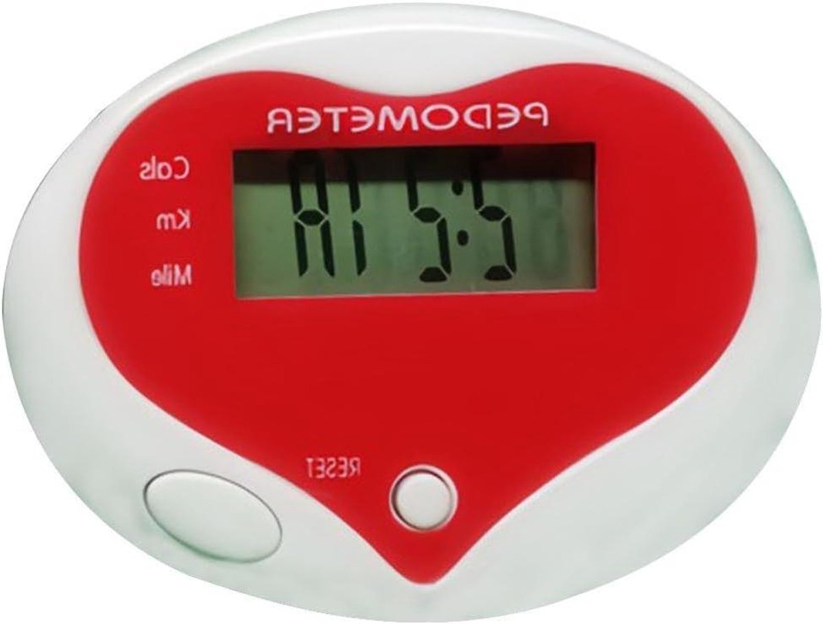 Stappenteller Hartvorm - Activiteitstracker Loopmeter - Dagelijkse Beweging Meten - Clip-on Ontwerp - 6 x 5 x 2 cm - Rood