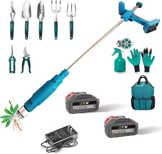 Elektrische Onkruidtrekker - Onkruidwieder Tuin - Gazon Onderhouden - 3 Stalen Klauwen - 102 cm - Zwart — afbeelding 2