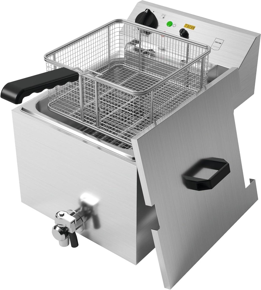 Professionele Friteuse - Grote Frituurpan - Grote porties Frituren - Met aftapkraan - 10 Liter - Zilver