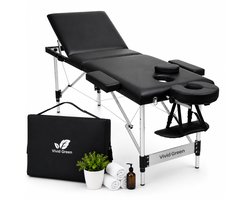 Vivid Green Massagetafel 3 zones - Inklapbaar - Max Draagvermogen 230 KG - 8 Hoogtestanden - Behandelbank - Behandeltafel - Bed - Incl. Opbergtas