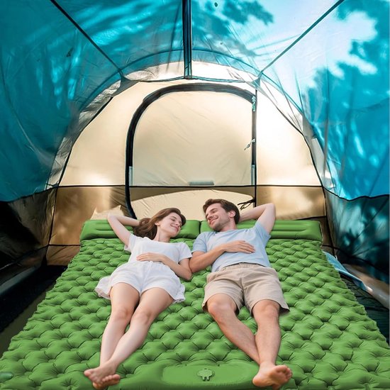 Opblaasbare Slaapmat - Reismatras Luchtbed - Buiten Avonturen - Voetpomp Inclusief - 190x120x5cm - Groen — afbeelding 3