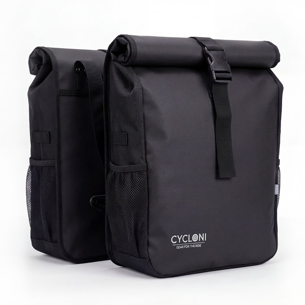 Cycloni GLIDE 48L Dubbele Fietstas - 100% Waterdicht Fietszakken - Moderne Design voor Electrische Fiets - Voor Dames en Heren - Zwart