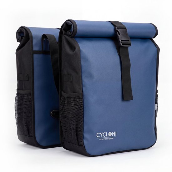 Cycloni GLIDE 48L Dubbele Fietstas - 100% Waterdicht Fietszakken - Moderne Design voor Electrische Fiets - Voor Dames en Heren - Blauw