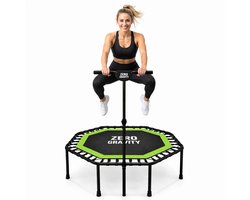 Zero Gravity Fitness-trampoline 135 cm | extra groot spZero Gravity Fitness-trampoline 135 cm - extra groot springvlak, ideaal voor jumping fitness - stabiele achthoekige indoor-trampoline met handgreep - hoogwaardige bungee-vering - tot 130 kg