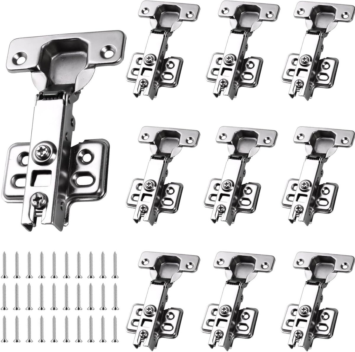 Set van 10 SoftClose kastscharnieren - Hydraulisch gedempte potscharnieren ø35mm voor keuken- en meubeldeuren, inclusief 60 schroeven en eenvoudig te installeren