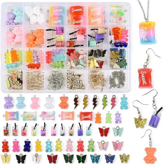 160 pièces de breloques – Set complet de Bijoux DIY pour Boucles d'oreilles, Bracelets et Colliers – Cadeau Perfect pour les créateurs !
