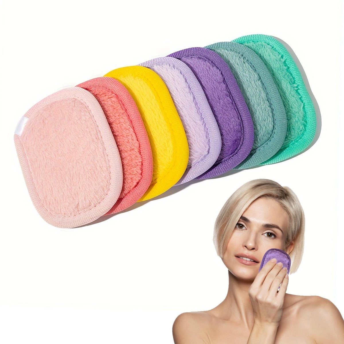 Dailygoody - Flanellen make-uppads - wasbare wattenpads - herbruikbaar en ecologisch - set van 7 kleuren - zacht voor de huid - geschikt voor all