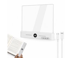 LED Leespaneel – Transparant Boeklampje – Met Smart Timer & Display – 3 Lichtstanden & Traploos Dimbaar – 1200mAh Oplaadbaar – Plat leeslampje – Perfect voor Lezen in Bed – Wit
