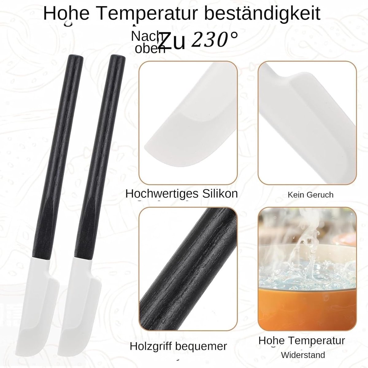 Bakschraper Siliconen - Spatel Keuken - Bakken en Koken - Hittebestendig - 23 cm - Zwart
