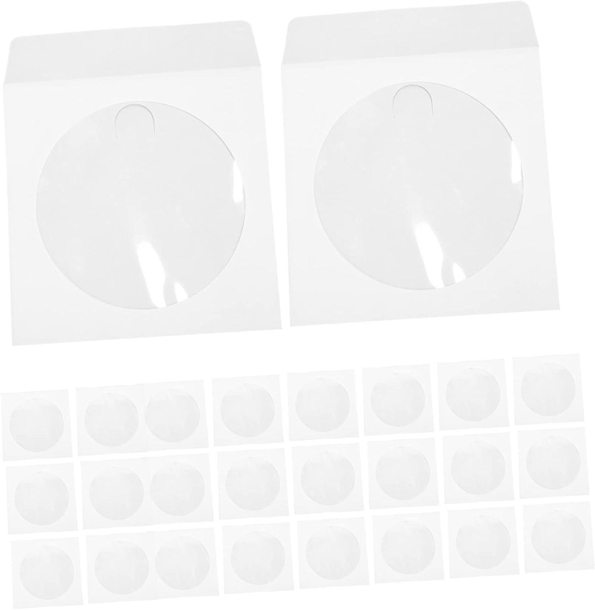 Papieren CD Hoezen - CD Enveloppen - CD Opslag - Beschermt Tegen Krassen - 12.5x12.5CM - Wit