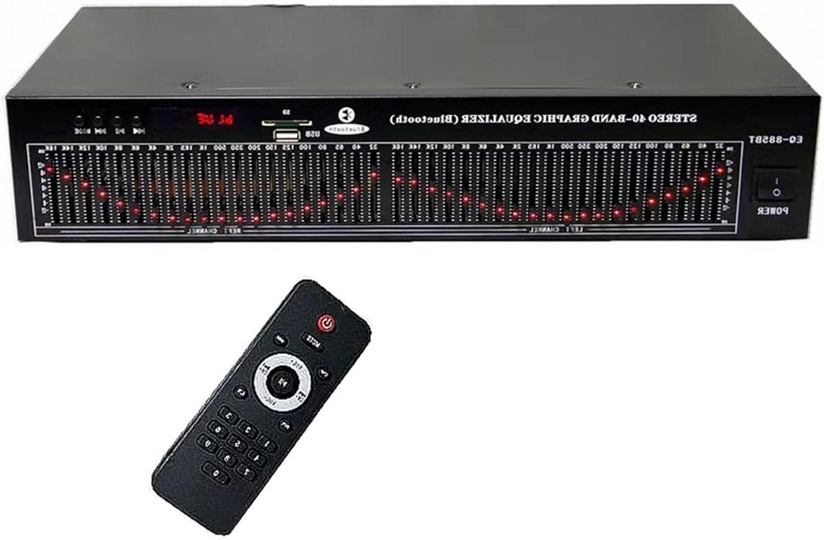 Stereo Equalizer - Audio Tuner - Muziek Studio - Dubbele 20-Bands Analyse - 43 cm - Zwart