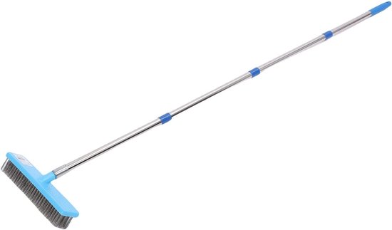 Schrobborstel met Lange Steel - Terrasbezem Draadbezem - Buiten Schoonmaken - Verstelbare Telescoopsteel - 160cm - Grijs — afbeelding 4