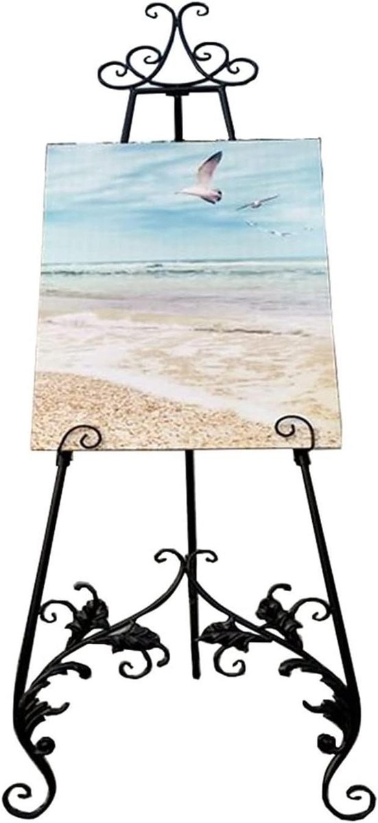 Metalen Kunst Ezel - Statief Display - Kunst Tentoonstellen - Verstelbare Ladehoogte - 150 cm - Zwart
