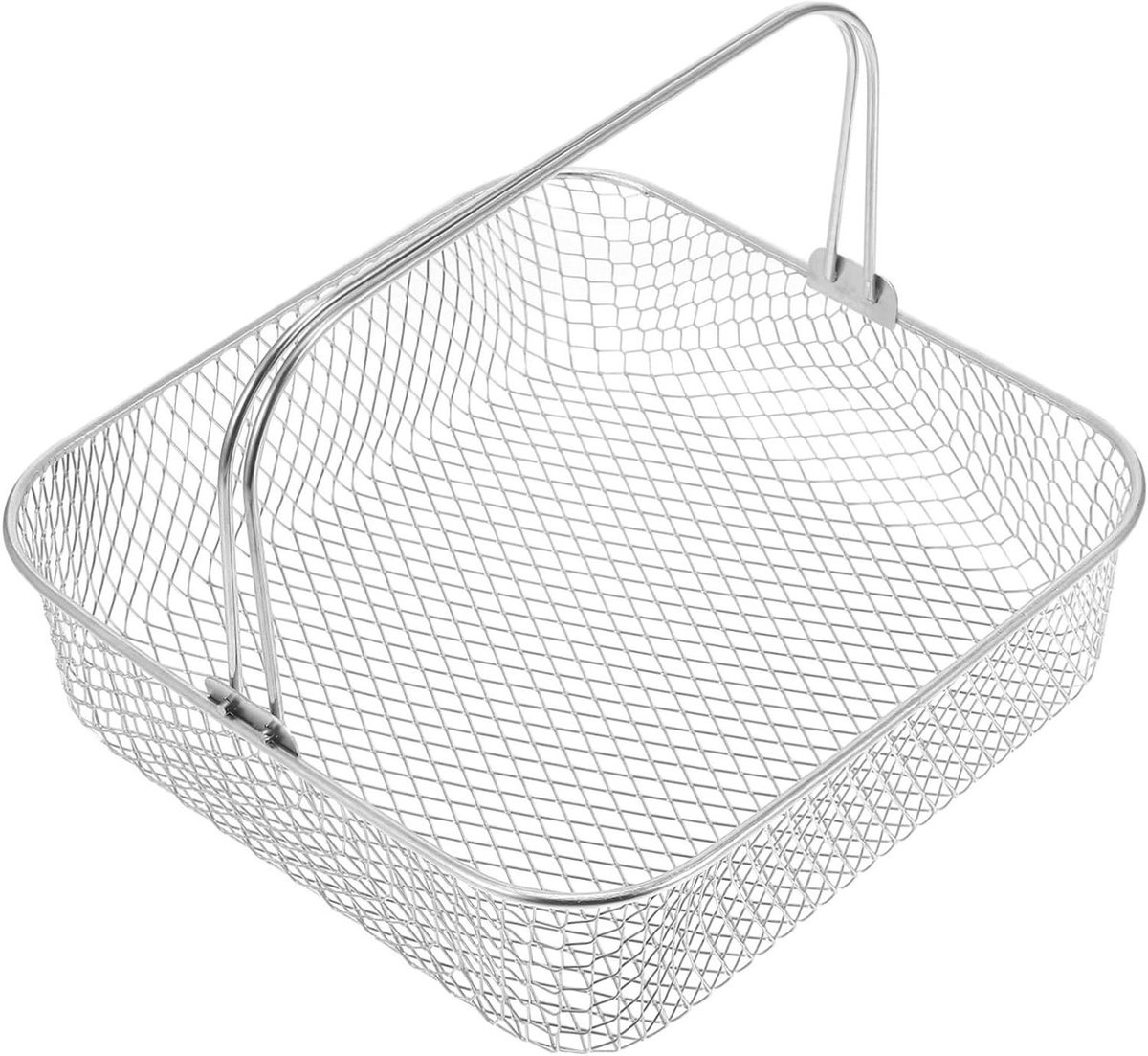 Frituurmand Airfryer Accessoires - Gaasmand Luchtfriteuse - Snacks Bakken - Roestvrij Staal - 20x20x6cm - Zilver