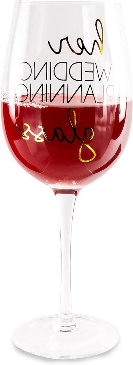 Wijnglas - Bruiloft glas - Bruiloft vieren - Gouden tekst - 16 Ounce - Goud