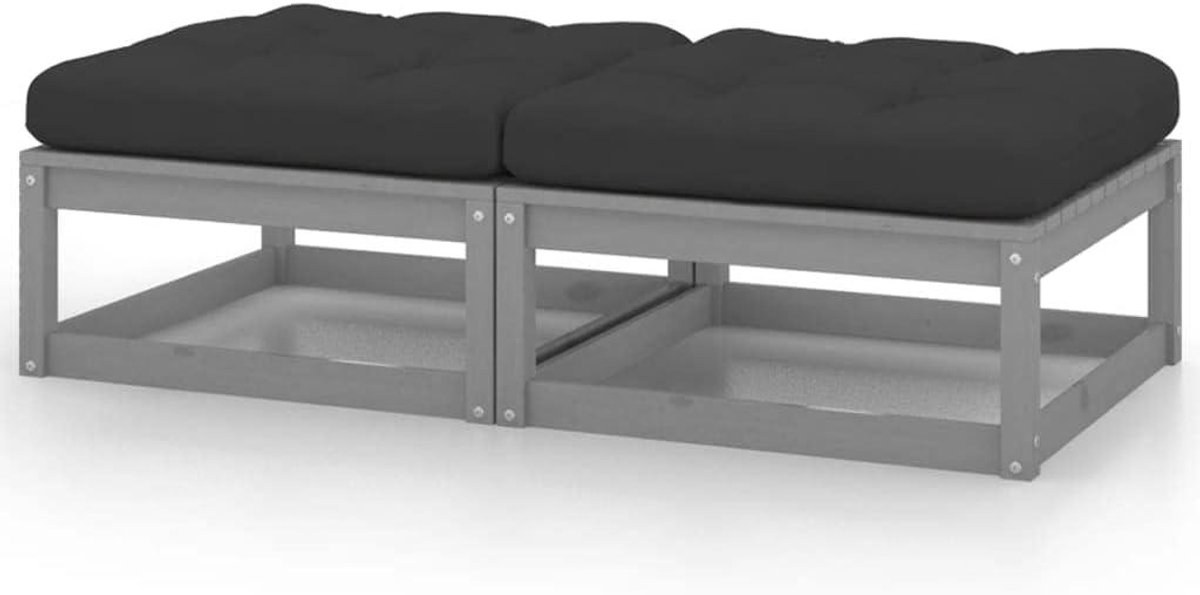 Voetenbank Tuin - Hocker Balkon - Buiten Ontspannen - Modulair Ontwerp - 70x70x30 cm - Gri