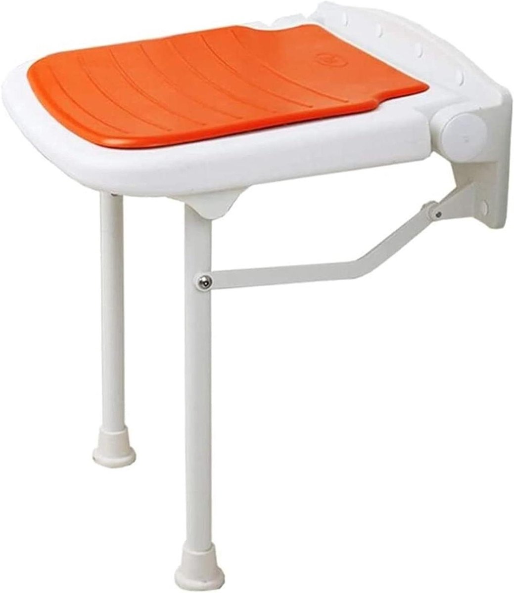 Douchezitje Opklapbaar - Badkruk Wandmontage - Veilig Douchen - Stevig Aluminium Nylon - 38X36.5X45Cm - Wit