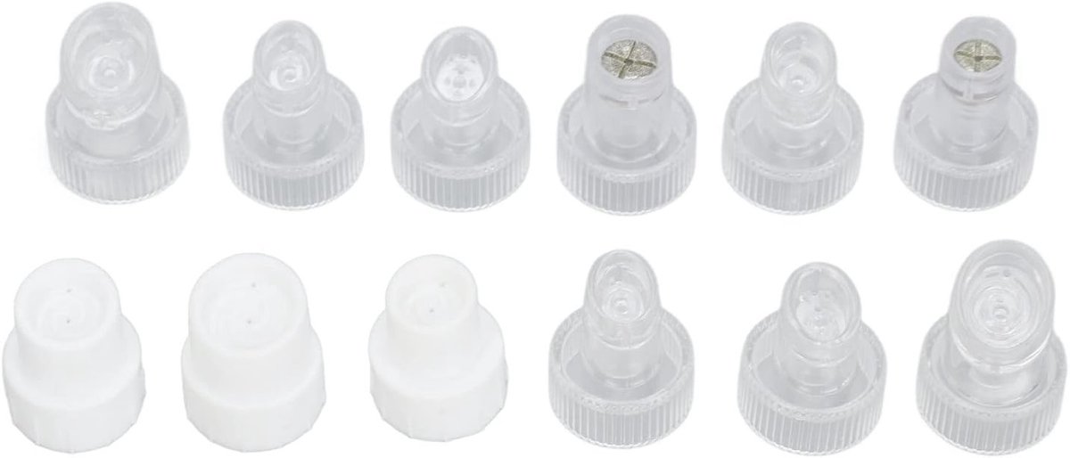 Complete set microdermabrasie tips – 12 stuks gezichtsverzorgingskoppen voor diepe huidreiniging, inclusief 3 siliconen en 7 plastic tips, ideaal voor huidvernieuwing en exfoliatie