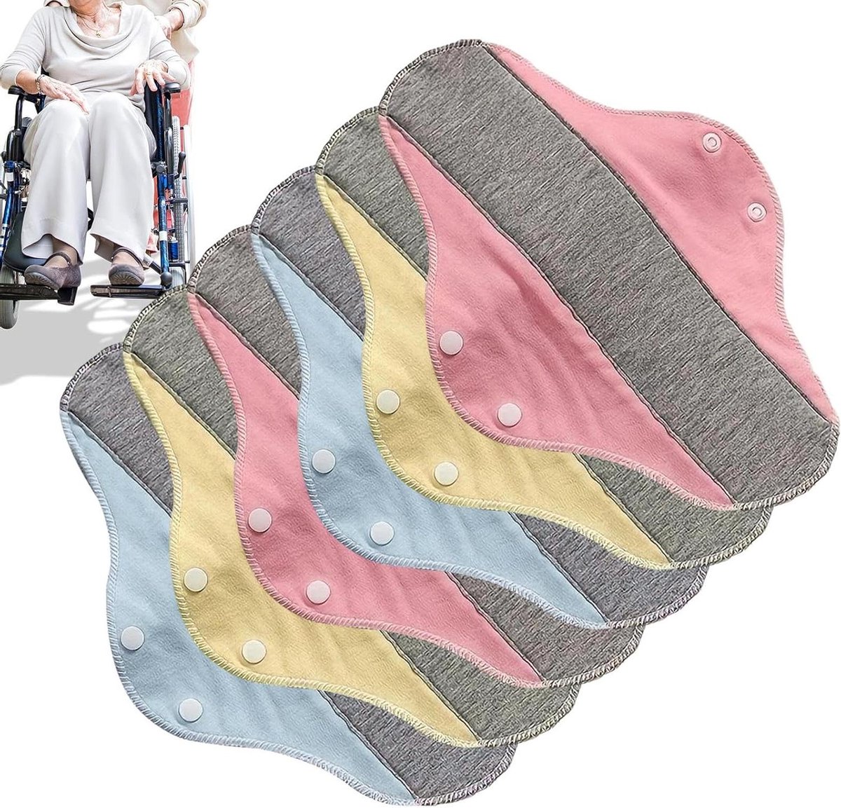 Herbruikbaar Maandverband - Wasbaar Inlegkruisjes - Menstruatiecomfort - Lekvrij Waterdicht - 195x23cm - Blauw Geel