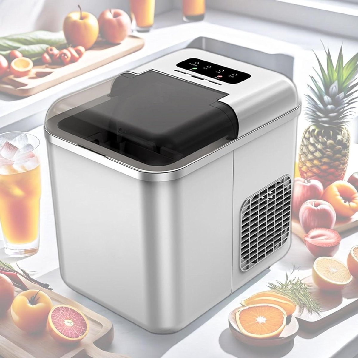 IJsmachine aanrecht - IJsmaker Portable - Snelle IJsvorming - Zelfreinigend - 12kg per 24 uur - Zilver