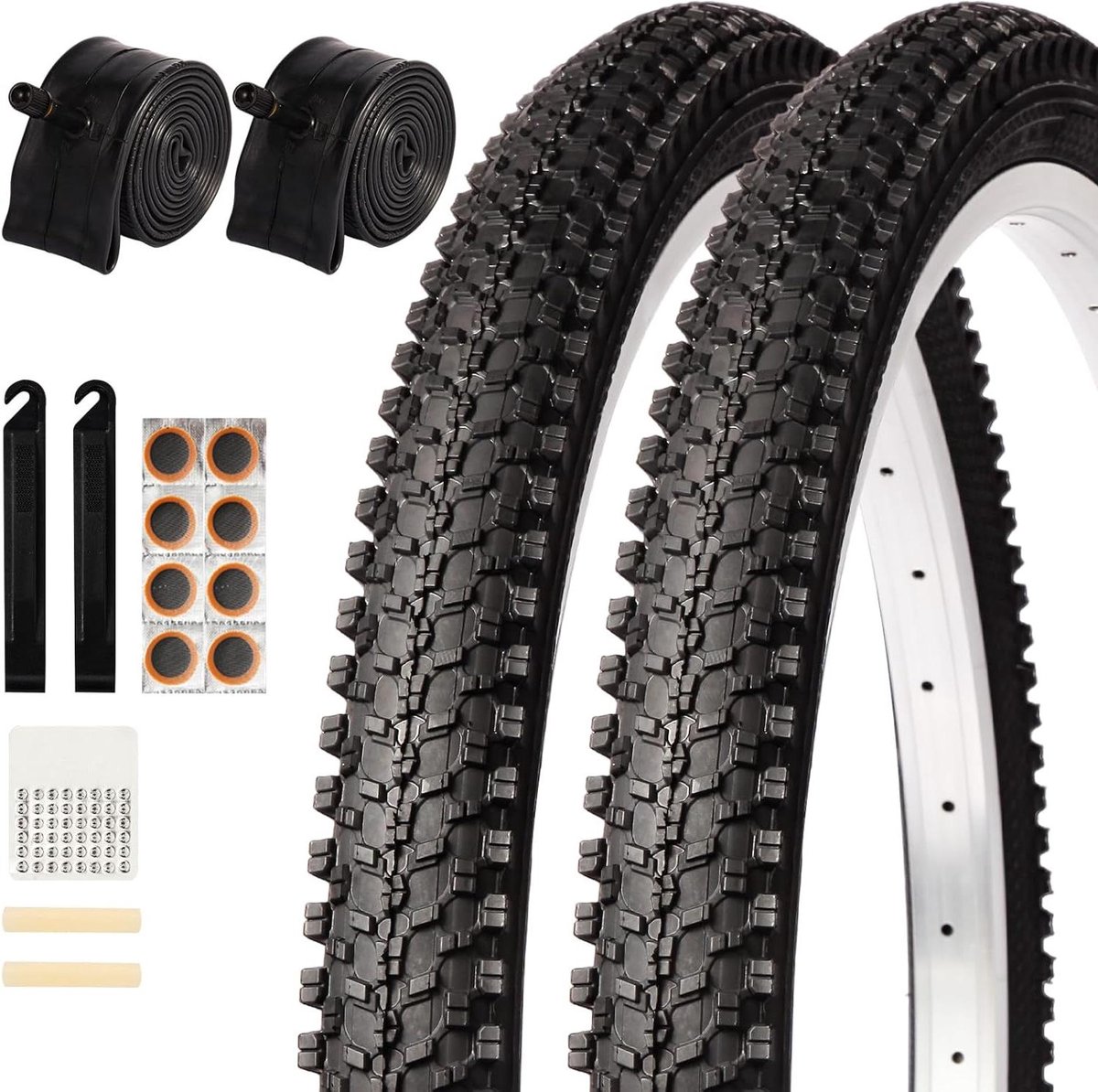 Mountainbike banden - Fietsbanden set - Offroad fietsen - Lekvrije constructie - 61 x 5 cm - Zwart