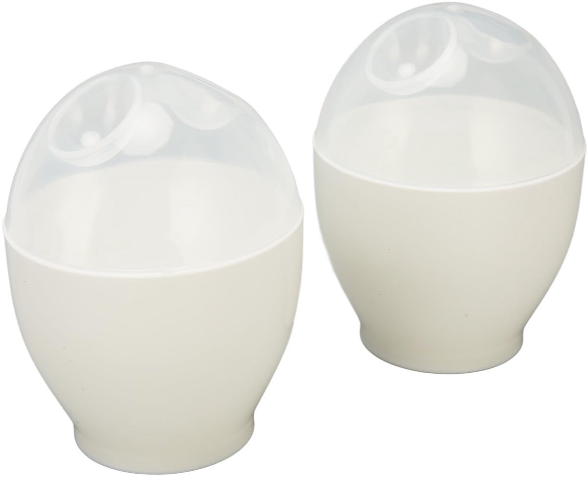 Dailygoody - Magnetron Eierkoker - 2 Stuks - Voedselveilig en Milieuvriendelijk - Wit - Gepocheerde Eieren - Keuken Koken Gereedschap - Geschikt voor