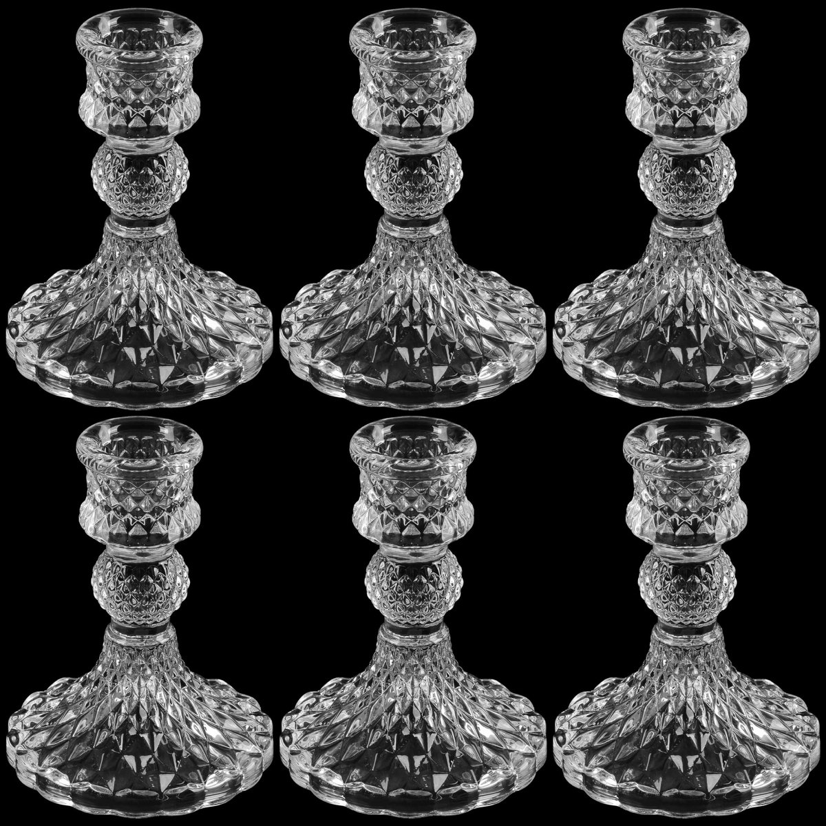Dailygoody - Glazen Kaarsenhouders - Vintage & Rustiek - Transparant - Tafel Decoratie - Bruiloft Kopstukken - 6 Pak