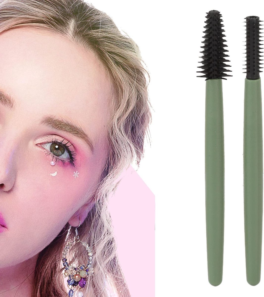Dailygoody - herbruikbare wimperkwasten - zachte mascaraborstels - stofdicht en wasbaar - groen - make-up accessoires - geschikt voor dagelijks gebrui..