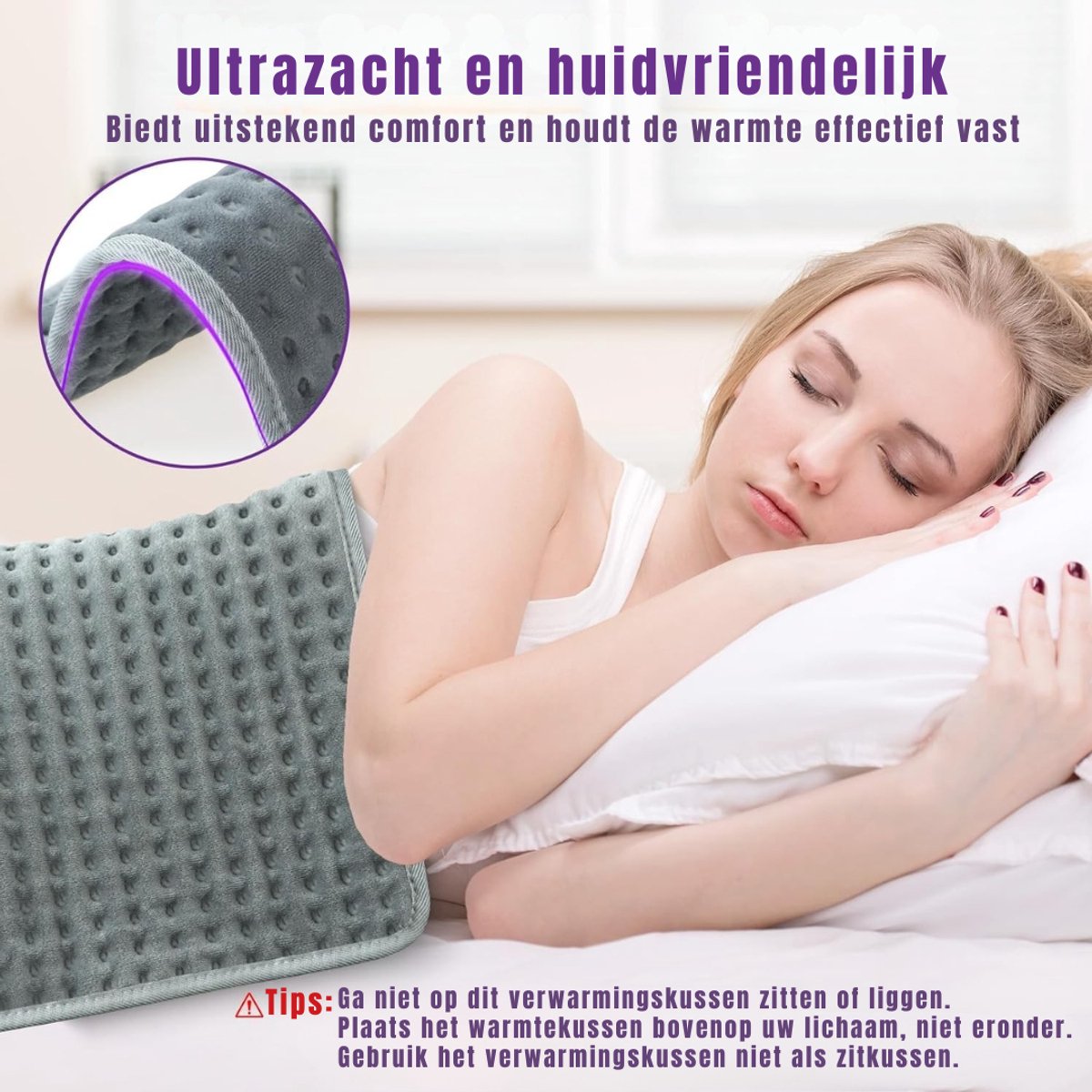 AHD® Warmtekussen - Warmtekussen Oplaadbaar - Warmtekussen Elektrisch - Grijs - 29cm x 10cm x 9cm