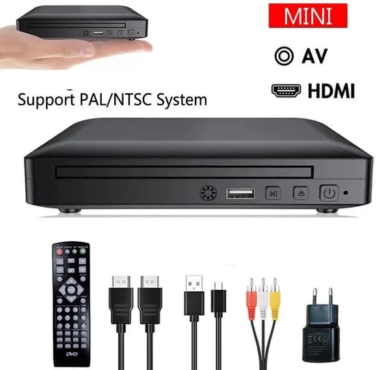 Mini DVD-speler - Draagbare CD-speler - Films Kijken - HD en RCA Kabel - 1080P Resolutie - Zwart — afbeelding 5