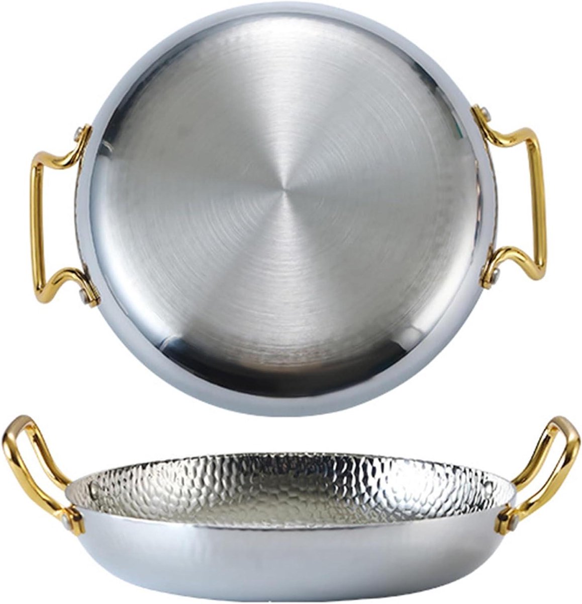 Paella pan - Spaanse kookpan - Authentiek koken - Handgehamerd staal - 28 cm - Zilver