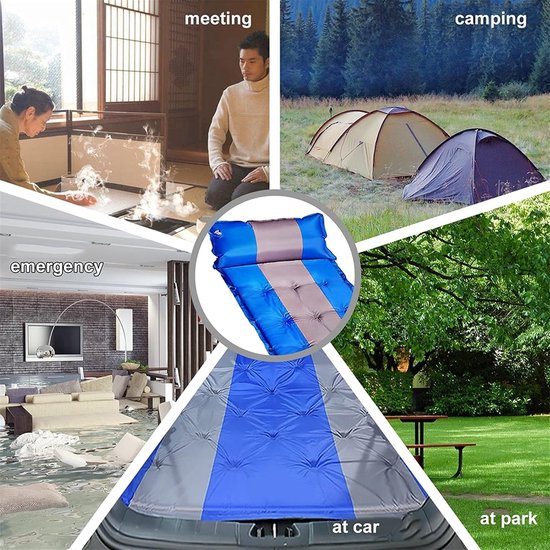 Zelfopblazend Slaapmatras - Kampeermat Luchtkussen - Outdoor Slapen - Waterdicht Comfort - 183x62cm - Blauw — afbeelding 2