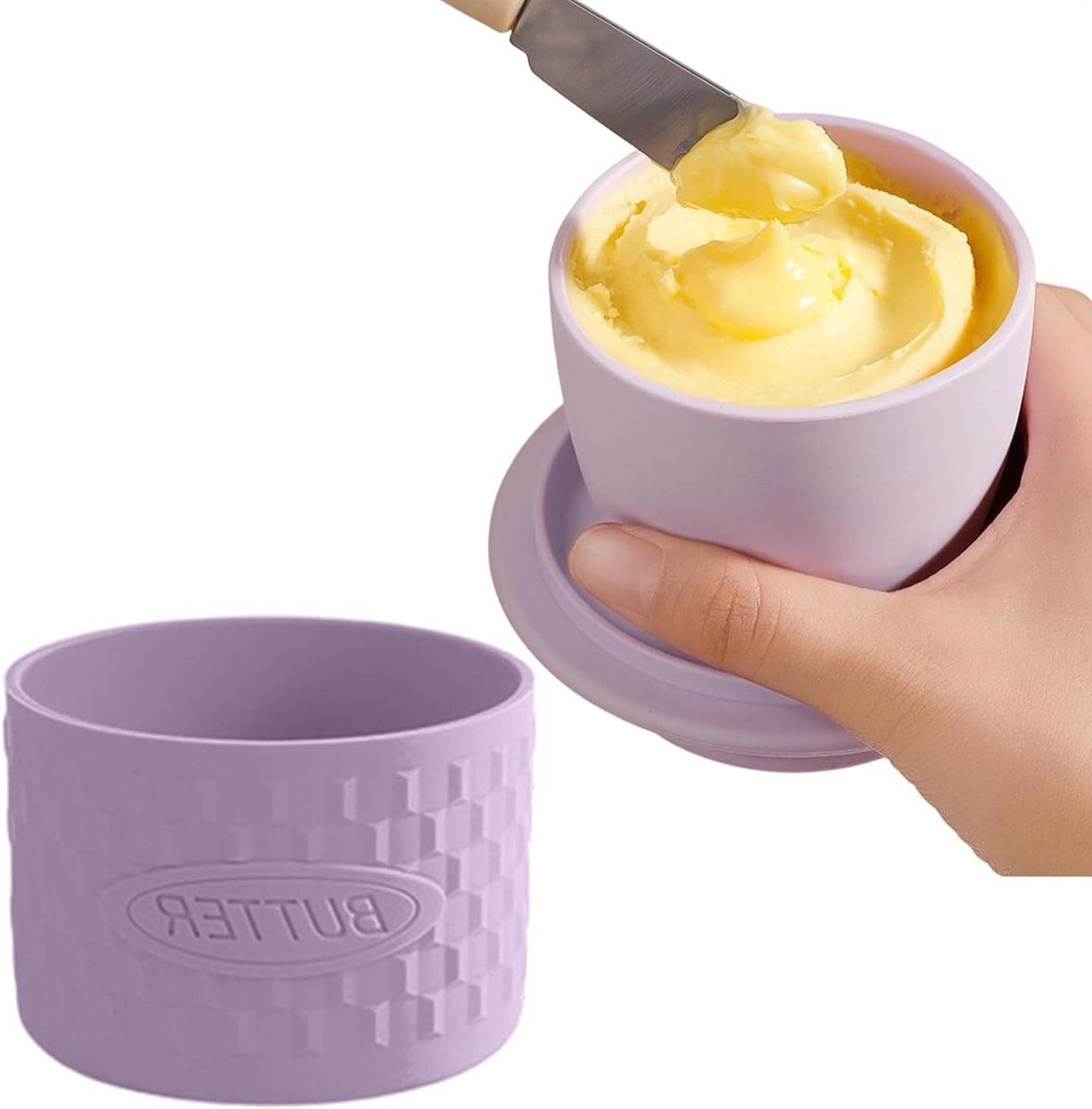 Boterhouder - Keuken Organizer - Boter Vers Houden - Luchtdichte Afdichting - 10x9 cm - Paars