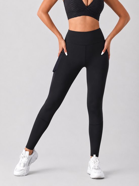 SparkNine Novaflex sportlegging dames - stijlvol & ademend - met zakken - XL - zwart - mesh panelen - elastisch - squatproof van Merkloos — afbeelding 4