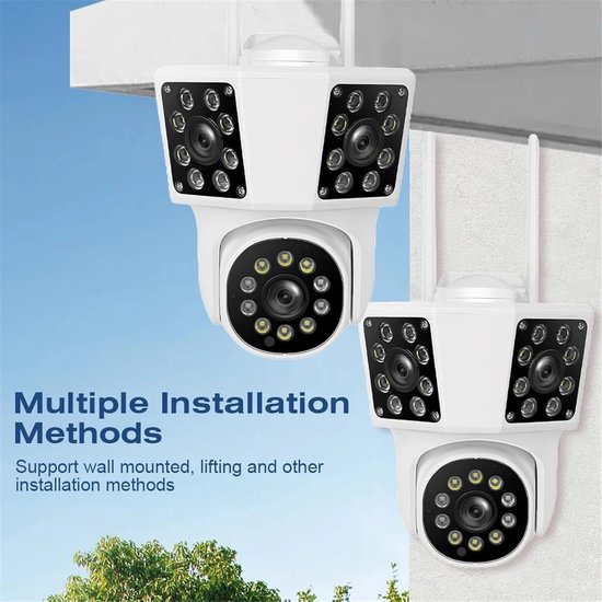 Beveiligingscamera Buiten - IP Camera WiFi - Huis Bewaken - Dubbele Lens Twee Schermen - 8MP FHD - Wit — afbeelding 4