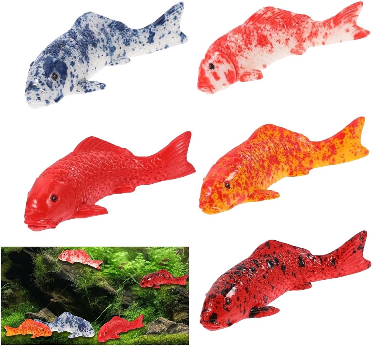 Vijf Stuks Simulatie Vissen Decoratie voor Vijver en Aquarium - Kunststof Vissen Figuren voor Terrarium en Thuisdecoratie, Fotoprops en Accessoires