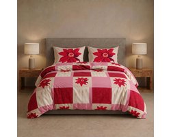 SENZATIONE 100% Katoen Percaline Dekbedovertrek 200x200/220-2x60x70 cm MARISOL ROOD