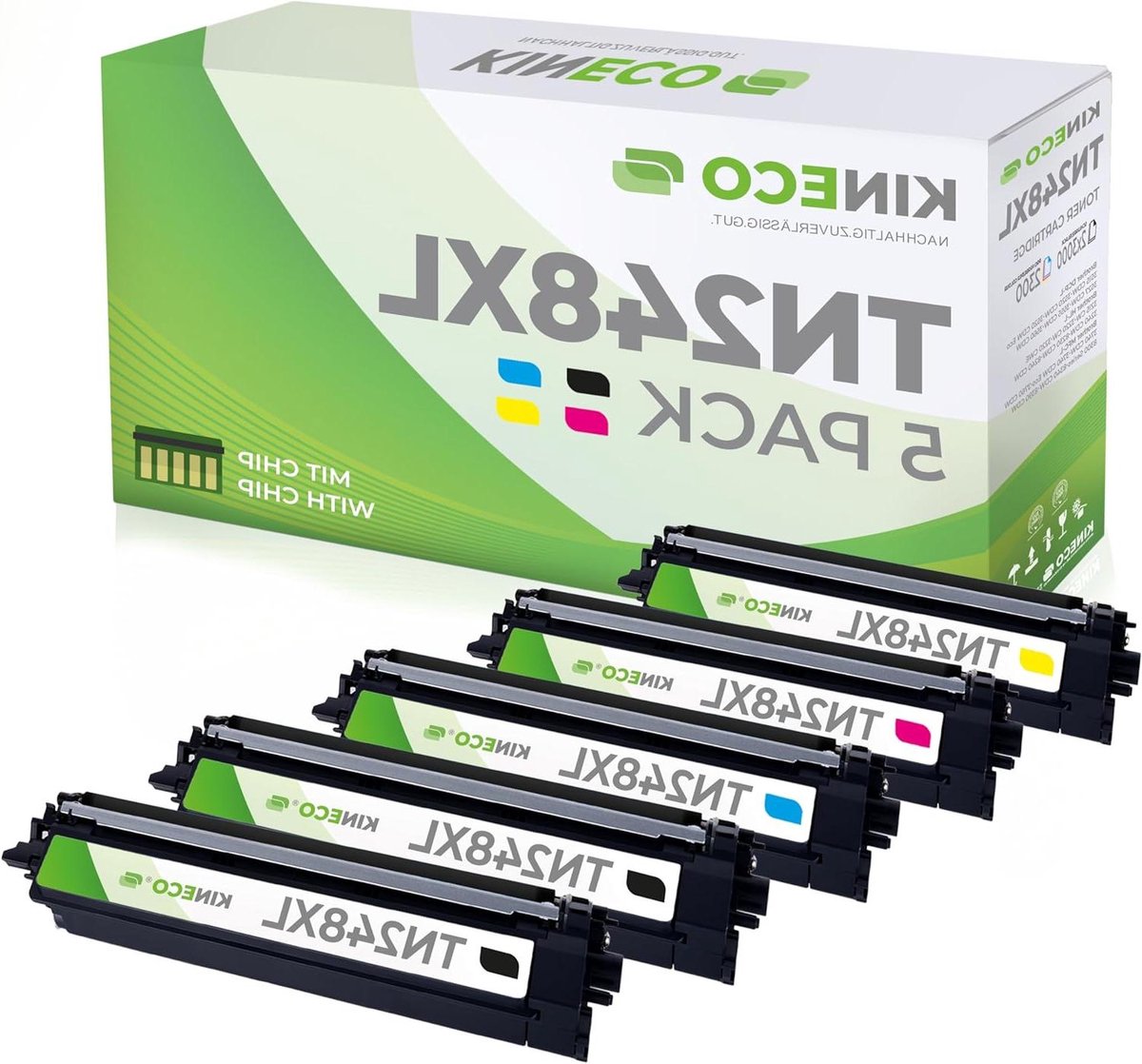 Tonercartridges Set - Printer Toner - Documenten Printen - Hoge Capaciteit - 5 Stuks - Zwart Cyaan Magenta Geel