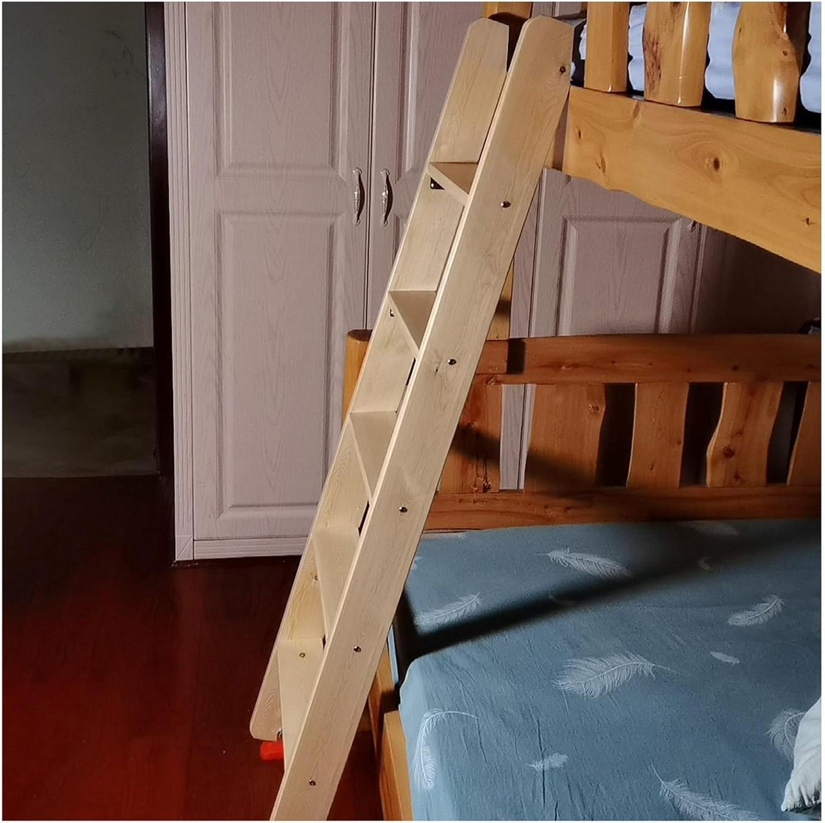Houten Loft Ladder - Stapelbed Ladder - Veilig Klimmen - Extra Brede Sporten - 130cm Hoog - Natuurlijk Hout