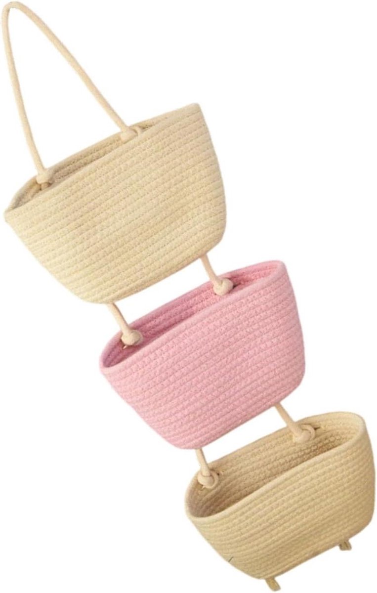 Hangende mand - Opbergmand organizer - Ruimte besparen - Afneembaar 3-laags - 23x14x5 cm - Beige