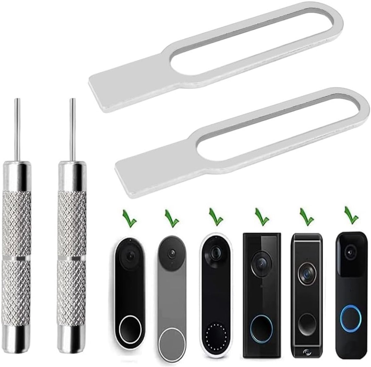 2 Pcs Doorbell Wrench, Doorbell Replacement Tool with 2 Pcs Doorbell Removal Pin, Release Tools, Removal Pin, Security - ShopVlot