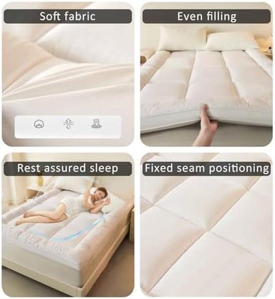 Opvouwbare Matras - Slaapmat Vloermatras - Logeren Kamperen Yoga - Ademend Katoen Polyester - 120 x 200 cm - Wit — afbeelding 2