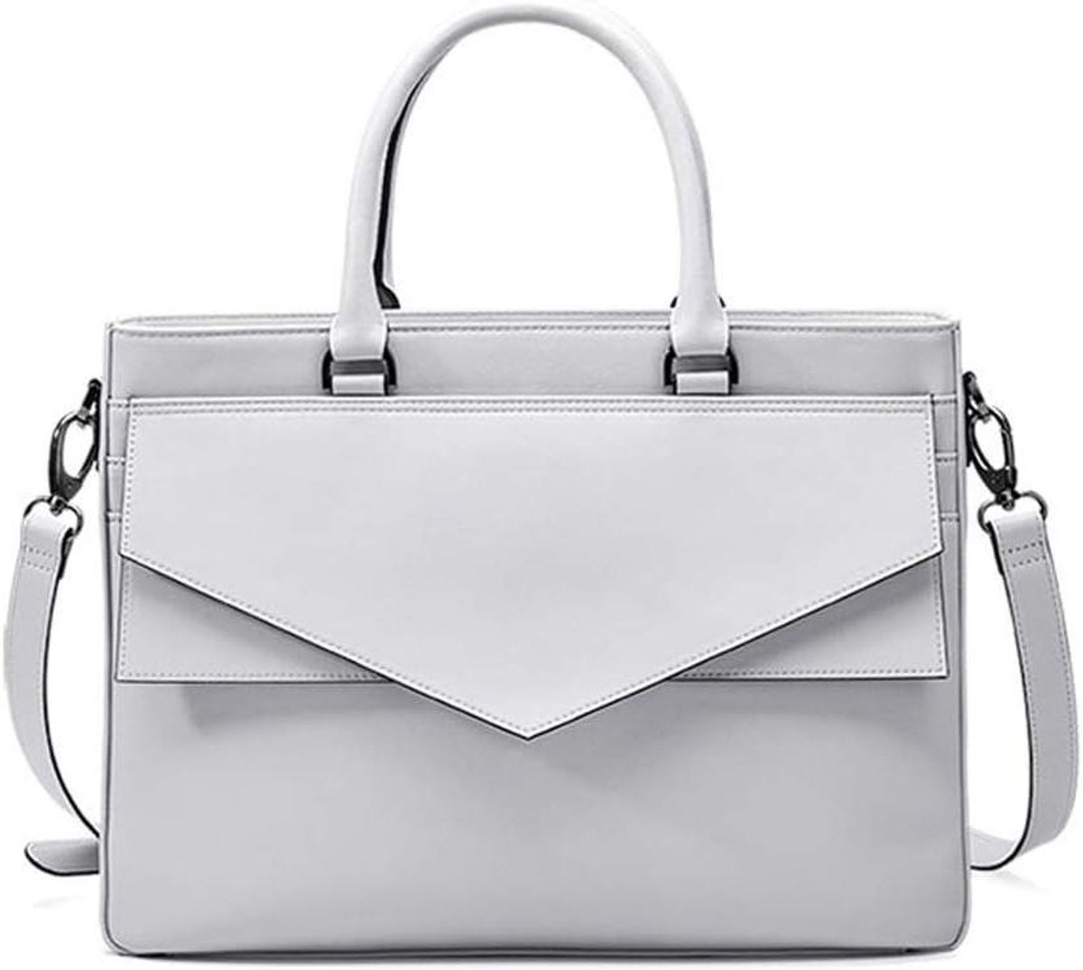 Laptoptas Leer - Dames Handtas - Zakelijk Gebruik - Waterdicht Materiaal - 14 Inch - Grijs
