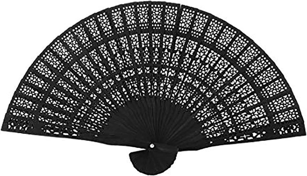 Opvouwbare ventilator - Draagbare waaier - Zomerse verkoeling - Vintage kersenbloesem - 20CM gesloten - Zwart