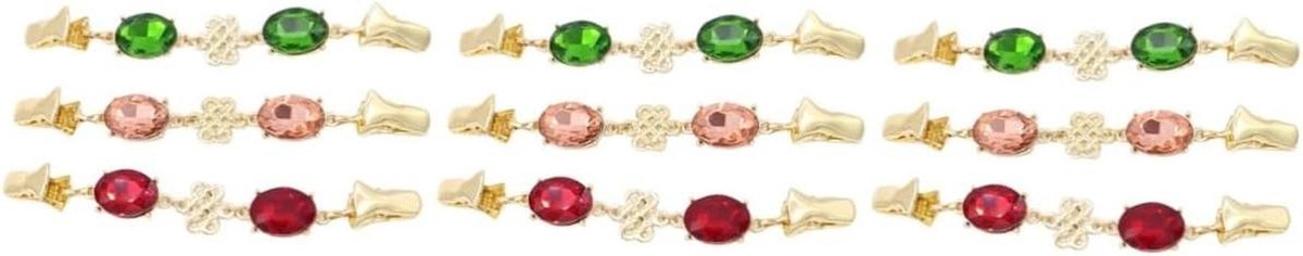 Trui Ketting Clips - Vest Broche - Kleding Versieren - Set van 9 - 12 cm - Rood Groen Roze