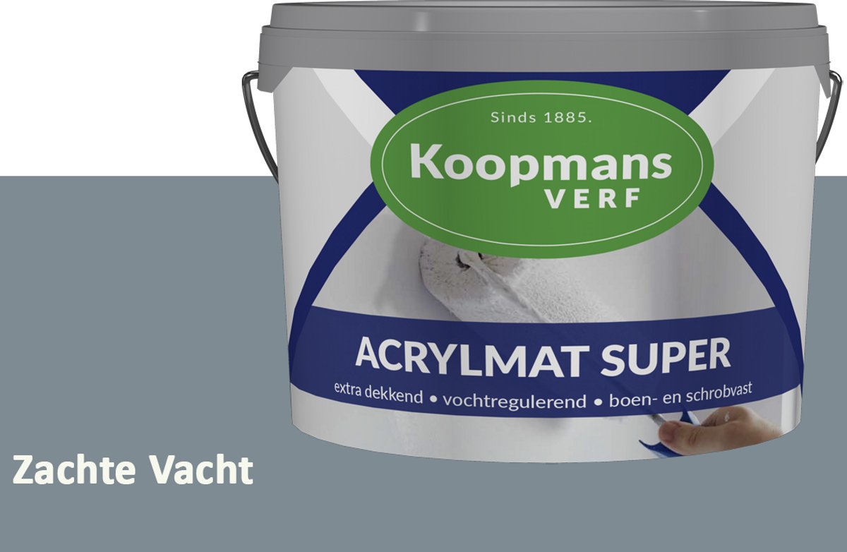 Koopmans Acrylmat Super Matte Muurverf – Professionele Binnenmuurverf en Buitenmuurverf – Reukarm en Afwasbaar – Zachte Vacht – 10 liter
