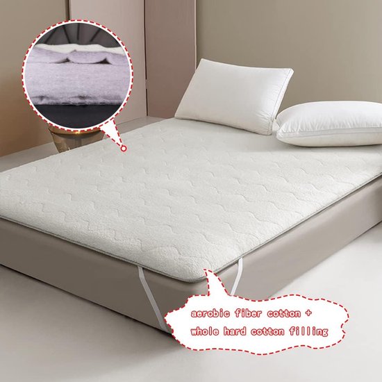 Opvouwbare Matras - Vloermat Futon - Comfortabel Slapen - Zachte Pluche Stof - 80x190cm - Wit — afbeelding 2