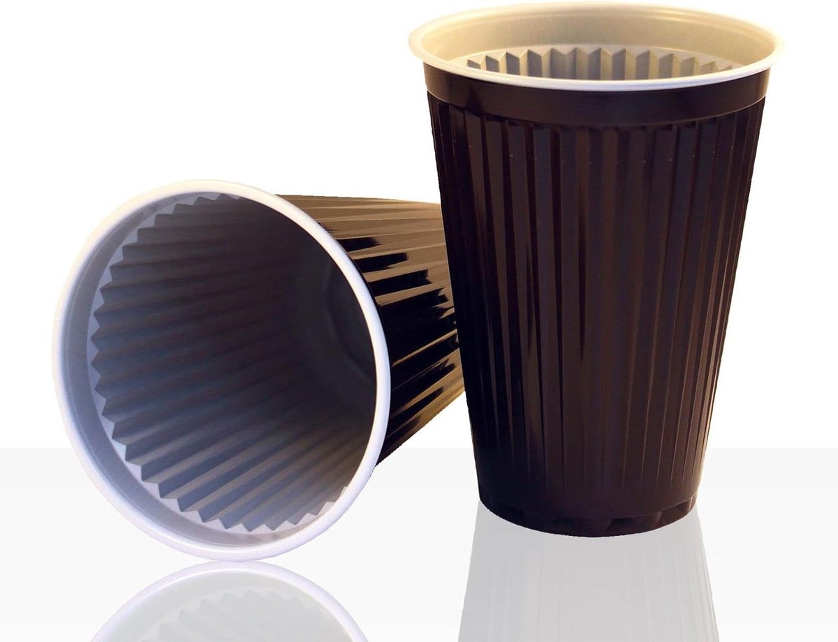 Wegwerp Bekers - Thermobeker Drinkbeker - Koffie To Go - Automaat Geschikt - 3000 Stuks - Bruin Wit