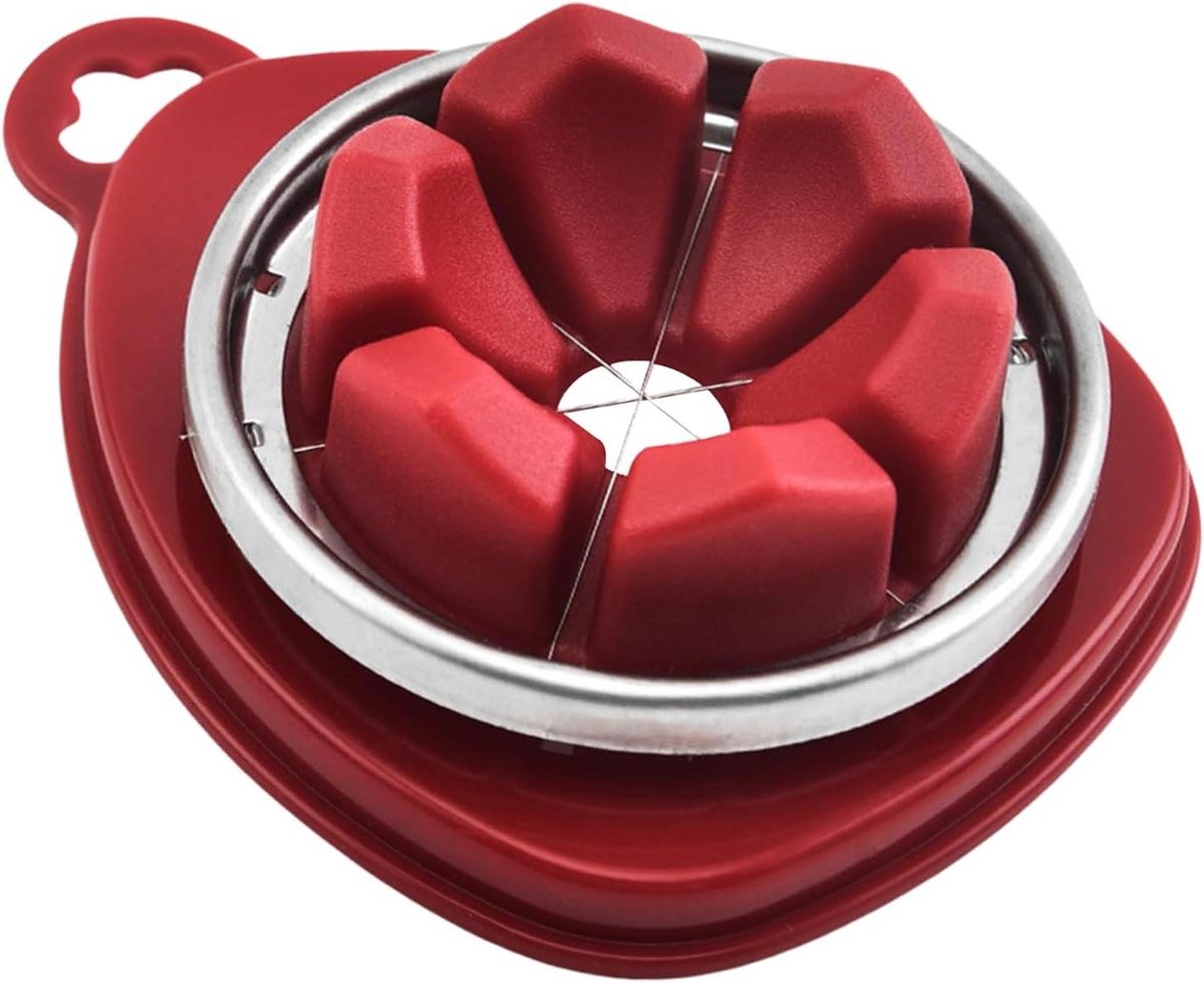 Eiersnijder - Ei snijder - Saladebereiding - Roestvrijstalen snijder - 13 x 10 x 7.5 cm - rood